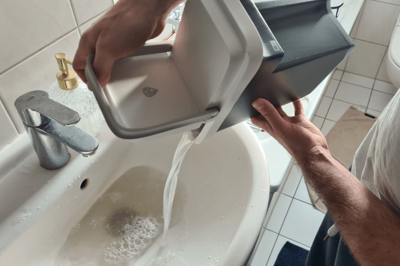 Emptying the dirty water tank of the Roborock S8 Pro Ultra.